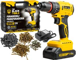 Kit Furadeira Parafusadeira Brushless Impacto Com Jogo 99 peças The Black Tools