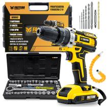 Kit Furadeira Parafusadeira De Impacto 2 Baterias 21v 3/8 FST009 Com Jogo De Soquetes 40 Peças