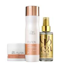 Kit Fusion Shampoo 250ml, Máscara 150ml e Oil Reflections 100ml - Wella