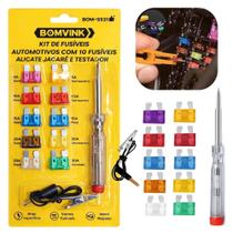 Kit Fusíveis Carro Variados Com Testador e Extrator Compacto Portátil BOM5531
