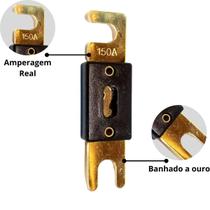 Kit Fusíveis Cartucho Tipo Faca Grande Proteção Bateria Módulo Energia Solar Ouro Fuzivel Technoise - 2 Unidades