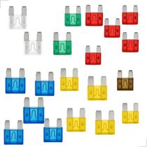 Kit Fusíveis Mini Automotivos Com 20 Peças Vários Amperes 12v Carro Moto