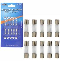 Kit Fusível Automotivo Vidro Jogo 10 Peça 5a 10a 15a 20a 25a