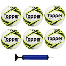 Kit Futebol 6 Bolas Society Topper Slick + 1 Bomba de Ar