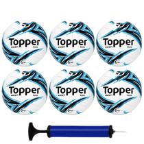 Kit Futebol 6 Bolas Society Topper Slick + 1 Bomba de Ar