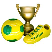 Kit Futebol Decoração Festa Aniversário Copa do Mundo Brasil Troféu Bola Chuteira