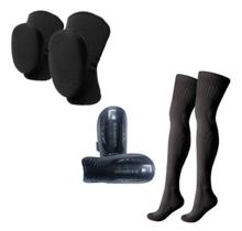 Kit Futsal Adulto Joelheira Classica Caneleira E Meião