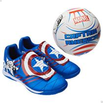 Kit futsal capitao america tênis e bola original