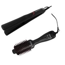 Kit GA.MA Italy Prancha E Escova Eleganza Plus Preto Bivolts