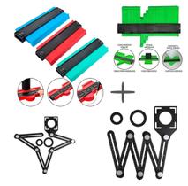 Kit Gabarito Contornos Modelador + Régua Medição Azulejo