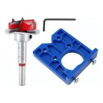 Kit Gabarito Furação Abridor de Buracos Para Dobradiças Broca Forstner 35mm Kit Gabarito Furação Abridor de Buracos Para Dobradiças Broca Forstner 35mm