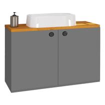 Kit Gabinete Armário Banheiro Madri Com Cuba Cerâmica Tipo Vazo Sanitário - Cores Kit Gabinete Armário Banheiro Madri Com Cuba Cerâmica Tipo Vazo Sanitário - Cores