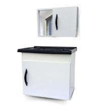 Kit Gabinete Armario Banheiro Suspenso 40cm Com Pia Lavatorio Espelho Completo Branco Madeira MDF Kit Gabinete Armario Banheiro Suspenso 40cm Com Pia Lavatorio Espelho Completo Branco Madeira MDF