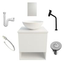 Kit Gabinete Armario de Banheiro com Cuba Espelho Torneira Preta Valvula Sifão Engate completo Kit Gabinete Armario de Banheiro com Cuba Espelho Torneira Preta Valvula Sifão Engate completo