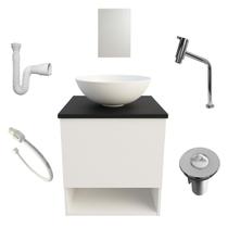 Kit Gabinete Armario de Banheiro Lavabo com Cuba Espelho Torneira Cromada Valvula Sifão Engate Kit Gabinete Armario de Banheiro Lavabo com Cuba Espelho Torneira Cromada Valvula Sifão Engate