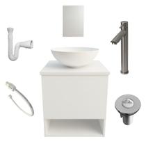 Kit Gabinete Armário para banheiro com Cuba Espelho Torneira Cromada Válvula Sifão Engate Completo