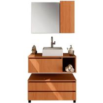 Kit Gabinete Balcão E Espelheira De Banheiro Marina Amêndoa Kit Gabinete Balcão E Espelheira De Banheiro Marina Amêndoa