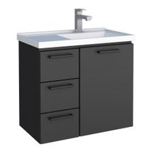 Kit Gabinete Balcão Para Banheiro em Aço Armárinho Com Lavabo Cuba Preto - Cozimax