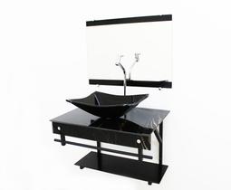 Kit gabinete banheiro 60cm apx com cuba retangular mármore preto + torneira cromada Kit gabinete banheiro 60cm apx com cuba retangular mármore preto + torneira cromada