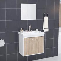 Kit Gabinete Banheiro Armario Cuba Pia Com Espelheira Bergamo