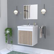 Kit Gabinete Banheiro em MDF com Espelheira Veneto Branco/Berlin Kit Gabinete Banheiro em MDF com Espelheira Veneto Branco/Berlin