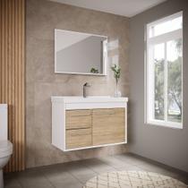 Kit Gabinete Banheiro Mdf com Pia Cuba + espelheira - Potenza - Riverzza Kit Gabinete Banheiro Mdf com Pia Cuba + espelheira - Potenza - Riverzza