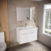 Kit Gabinete Banheiro Mdf com Pia Cuba + espelheira - Potenza - Riverzza Kit Gabinete Banheiro Mdf com Pia Cuba + espelheira - Potenza - Riverzza