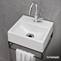 Kit Gabinete Banheiro Pequeno Suspenso 32x30 Com Cuba Pia de Apoio Beltempo