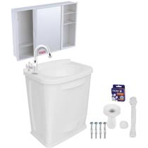 Kit Gabinete Banheiro Plástico Pvc Lavatório Branco Astra com Armário / Veda Rosca / Torneira / Sifão Kit Gabinete Banheiro Plástico Pvc Lavatório Branco Astra com Armário / Veda Rosca / Torneira / Sifão