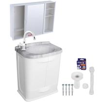 Kit Gabinete Banheiro Plástico Pvc Lavatório Marmorizado Astra com Armário / Veda Rosca / Torneira / Sifão Kit Gabinete Banheiro Plástico Pvc Lavatório Marmorizado Astra com Armário / Veda Rosca / Torneira / Sifão