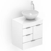 Kit Gabinete Basic com Gaveta e Porta 50x38 com Cuba de Apoio R1 Branco