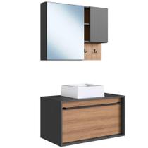 Kit Gabinete Com Cuba E Espelheira 80cm Mel Grafite Proddy Mel Grafite Kit Gabinete Com Cuba E Espelheira 80cm Mel Grafite Proddy Mel Grafite