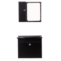 Kit Gabinete com Espelho São Paulo Castanho/ Preto Fosco Corso 50,5x41x44