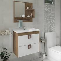 Kit Gabinete de Banheiro 60cm com Cuba Mármore e Espelheira Kit Gabinete de Banheiro 60cm com Cuba Mármore e Espelheira