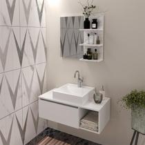 Kit Gabinete de Banheiro com Cuba e Espelheira Branco Mármore