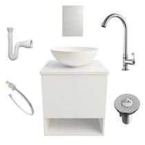 Kit Gabinete de Banheiro com Cuba Torneira Cromada Espelho Valvula Sifão Engate Kit Gabinete de Banheiro com Cuba Torneira Cromada Espelho Valvula Sifão Engate