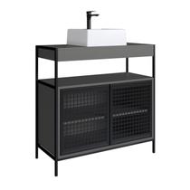 Kit Gabinete e Cuba Para Banheiro P1038C Grafite PP Milani Store Kit Gabinete e Cuba Para Banheiro P1038C Grafite PP Milani Store