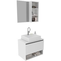 Kit Gabinete e Espelheira de Banheiro 60 cm Cuba Valente