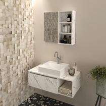 Kit Gabinete e Espelheira Suspensos Mármore Branco - Tecno