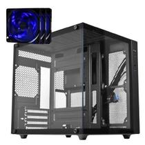 Kit Gabinete Gamer Aquário Premium Com 3 Fans Azuis HQ