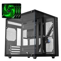 Kit Gabinete Gamer Aquário Premium Com 3 Fans Verdes HQ