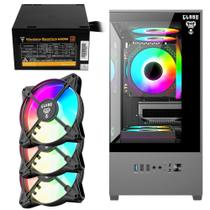 Kit Gabinete Gamer Clanm Megalon Suporta Até 5 Ventoinhas 120mm e Cooler CPU Com Vidro Temperado + Fonte Quantum 650W ATX + 3 Unid Fans Rgb Kit Gabinete Gamer Clanm Megalon Suporta Até 5 Ventoinhas 120mm e Cooler CPU Com Vidro Temperado + Fonte Quantum 650W ATX + 3 Unid Fans Rgb