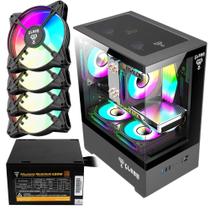 Kit Gabinete Gamer Clanm Megalon Suporta Até 5 Ventoinhas 120mm e Cooler CPU Com Vidro Temperado + Fonte Quantum 650W ATX + 4 Unid Fans Rgb Kit Gabinete Gamer Clanm Megalon Suporta Até 5 Ventoinhas 120mm e Cooler CPU Com Vidro Temperado + Fonte Quantum 650W ATX + 4 Unid Fans Rgb