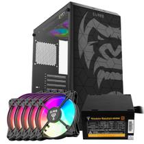 Kit Gabinete Gamer Clanm Zilla Suporta Water Cooler e 6 Ventoinhas Com Vidro Temperado + Fonte Quantum 650W ATX + 5 Unid Fan Rgb Eurus Kit Gabinete Gamer Clanm Zilla Suporta Water Cooler e 6 Ventoinhas Com Vidro Temperado + Fonte Quantum 650W ATX + 5 Unid Fan Rgb Eurus