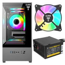 Kit Gabinete Gamer Megalon Clanm Com Vidro Temperado Suporta Cooler de CPU 5 Ventoinhas + Fonte Atom 400W ATX + 1 Unid Fan Rgb Eurus Kit Gabinete Gamer Megalon Clanm Com Vidro Temperado Suporta Cooler de CPU 5 Ventoinhas + Fonte Atom 400W ATX + 1 Unid Fan Rgb Eurus