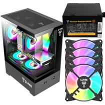 Kit Gabinete Gamer Megalon Clanm Com Vidro Temperado Suporta Cooler de CPU 5 Ventoinhas + Fonte Quantum 650W ATX + 4 Unid Fans Rgb Kit Gabinete Gamer Megalon Clanm Com Vidro Temperado Suporta Cooler de CPU 5 Ventoinhas + Fonte Quantum 650W ATX + 4 Unid Fans Rgb