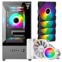 Kit Gabinete Gamer Megalon Clanm Suporta Water Cooler Com Vidro Temperado + 4 Unid Cooler Fan Led Fixo 5 Cores 120mm + Water Cooler Sangue Frio Argb 120mm Tdp 200W