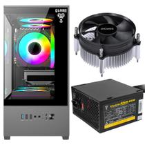 Kit Gabinete Gamer Mid Tower Megalon Suporta Até 5 Fans e Water Cooler Com Vidro Temperado + Cooler de Processador Tdp 65W + Fonte Atom 400W ATX Kit Gabinete Gamer Mid Tower Megalon Suporta Até 5 Fans e Water Cooler Com Vidro Temperado + Cooler de Processador Tdp 65W + Fonte Atom 400W ATX
