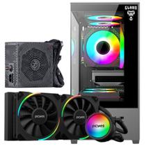 Kit Gabinete Gamer Mid Tower Megalon Suporta Até 5 Fans e Water Cooler Vidro Temperado + Water Cooler Sangue Frio Argb Tdp 250W + Fonte 650W Atx Bivolt Pcyes Kit Gabinete Gamer Mid Tower Megalon Suporta Até 5 Fans e Water Cooler Vidro Temperado + Water Cooler Sangue Frio Argb Tdp 250W + Fonte 650W Atx Bivolt Pcyes