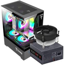 Kit Gabinete Gamer Mid Tower Suporta Water Cooler Com Vidro Temperado + Fonte 650W Pcyes 80 Plus Bronze + Cooler de Processador I30 P/ Intel Kit Gabinete Gamer Mid Tower Suporta Water Cooler Com Vidro Temperado + Fonte 650W Pcyes 80 Plus Bronze + Cooler de Processador I30 P/ Intel